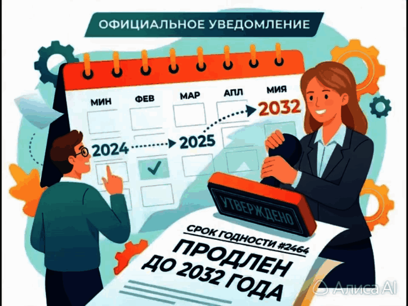 Срок действия № 2464 продлен до 2032 года